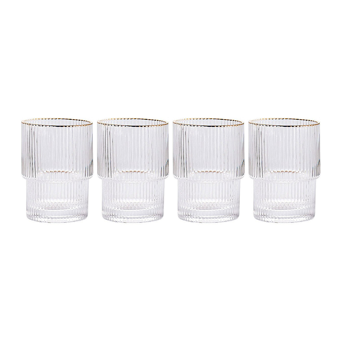 Stackable Gold Rim Ripple Drinking Glass