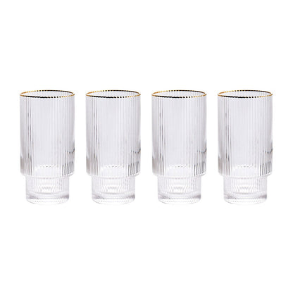 Stackable Gold Rim Ripple Drinking Glass