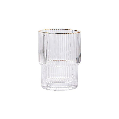 Stackable Gold Rim Ripple Drinking Glass