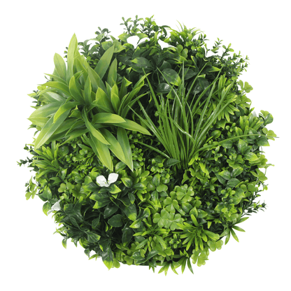 Artificial Green Wall Disc 30" White Frame UV Resistant