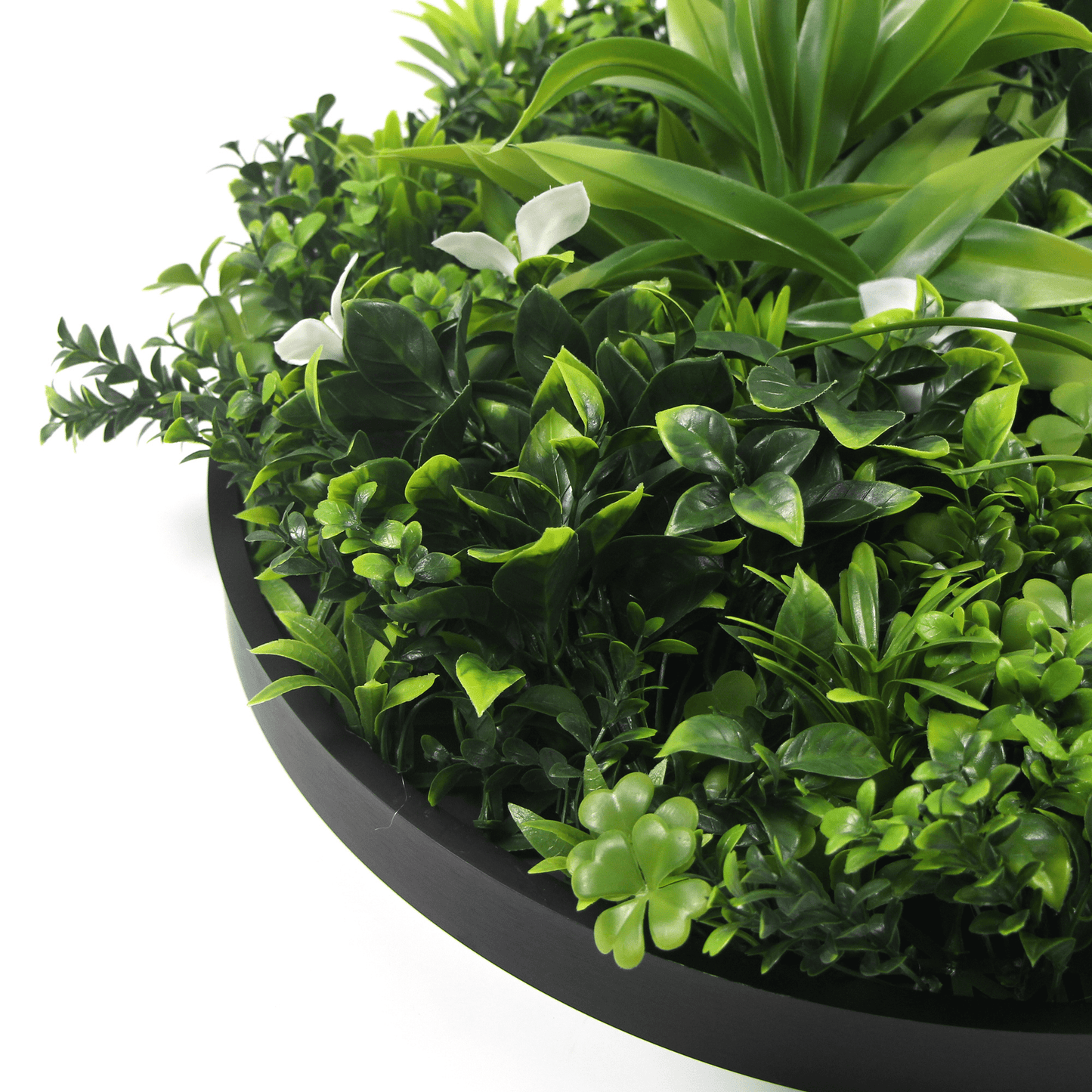 Artificial Green Wall Disc 30" Black Frame UV Resistant